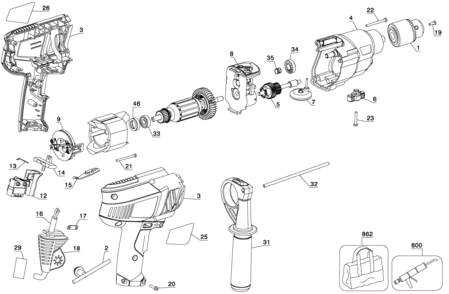 Page A Diagram and Parts List for DR650B 2 Black and Decker Hammer Drill